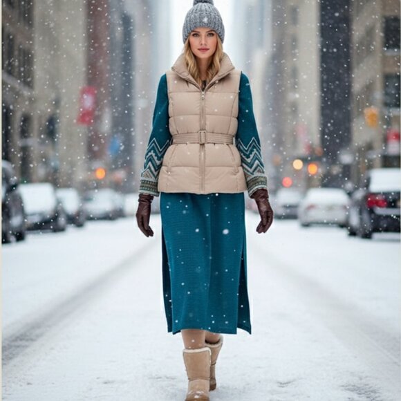 Beliza Teal Knit Ethnic Tunic Dress Metallic Thread, Boho Chic - Picture 5 of 13